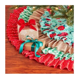 The Pioneer Woman Pioneer Women Multi Colored 4-tier Ruffle Polyester Christmas Tree Skirt 48”