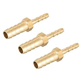 sourcing map Straight Brass Barb Fitting Reducer, Fit Hose ID 8mm to 4mm 3pcs