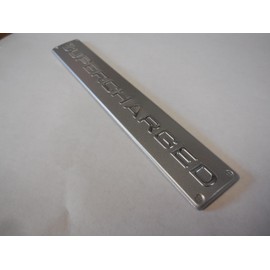Supercharged Emblem 6 1/2" X 1" SELF Stick Silver & Chrome