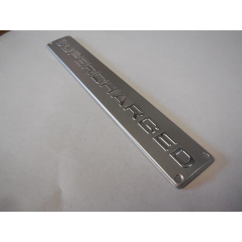 Supercharged Emblem 6 1/2" X 1" SELF Stick Silver &