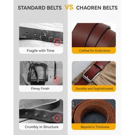 CHAOREN Black Leather Belt Men - Full Grain Leather Belts Triple Protection Buckle 1.5" - Ideal for Daily & Work Wear