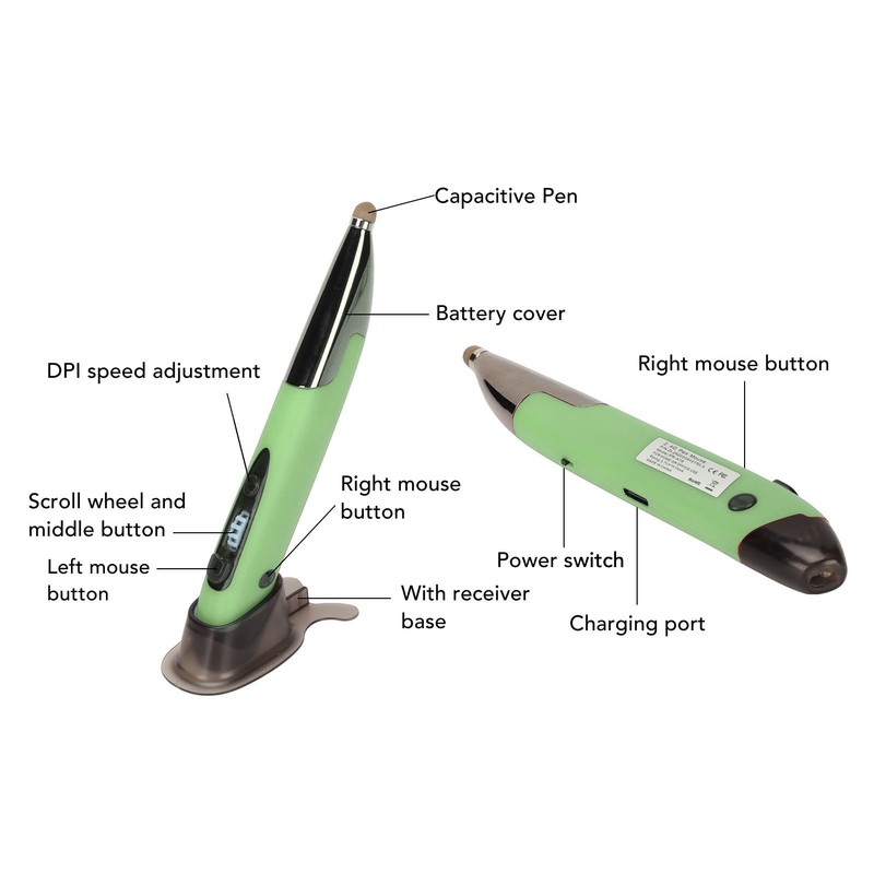 Wireless Pen Mouse Rechargeable Luminous Silent Small Portable Bluetooth 2.4g