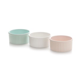ZEN Pleats Porcelain Souffle Dishes, Ramekins 5oz Set of 6 (Mixed Color)