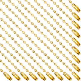 SOFPLATE 1 Box 100Pcs 4"/100mm 2mm Gold Dog Tag Chain Ball Beads Chain Bulk Short Stainless Steel Key Chains Necklace Adjustable Metal Beaded Chains with Connector for Jewelry Making Keychain Crafts