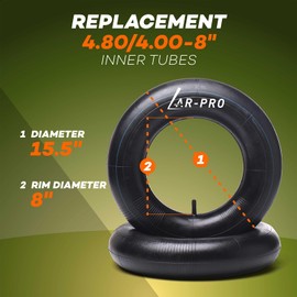AR-PRO 4.80/4.00-8" Heavy Duty Inner Tube with TR-13 Straight Valve Stem for Wheelbarrows, Wagons, Mowers, Hand Trucks and More Graden Carts (4-Pack)