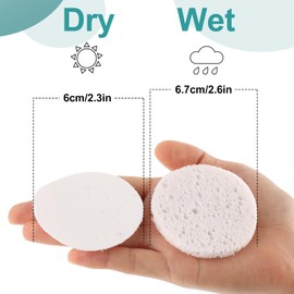 60 Pcs Compressed Facial Sponges, Gentle Cleansing Face Sponge, 2.3 Inch Facial Exfoliating Sponge, Face Cleansing Pads for Cleansing Skin Care Makeup Remover (White)