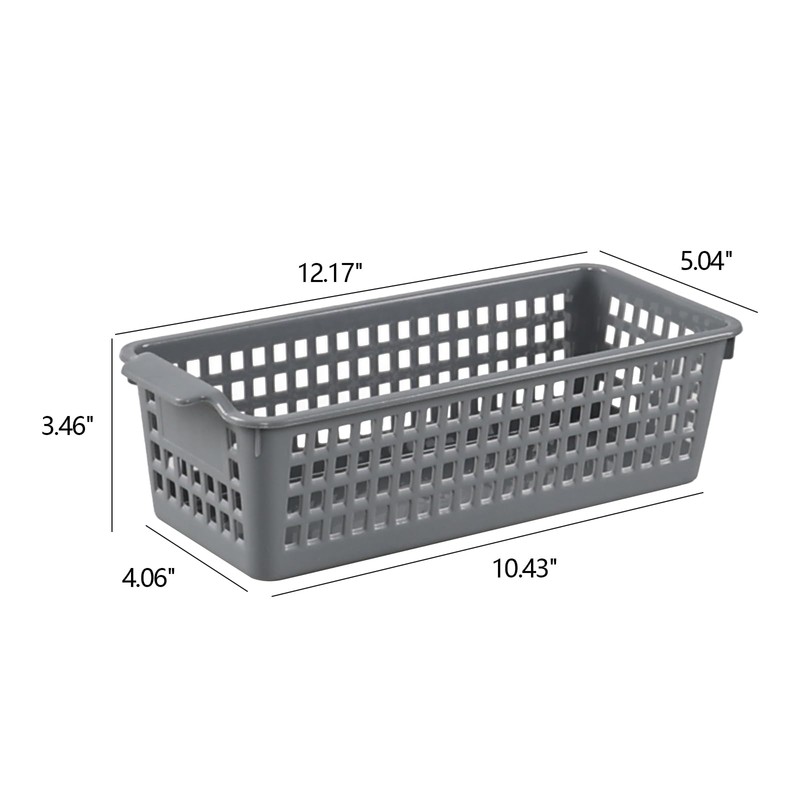 Dehouse Set of 6 Silm Plastic Storage Baskets, Slim Plastic
