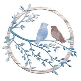 KOYILTD Bird Wall Decor Metal Birds on Tree Branch Wall Art Birds with Leaves Ornament Metal Bird Home Wall Sculpture Clolorful Wall Decor for Living Room Bedroom Garden (Elegant)