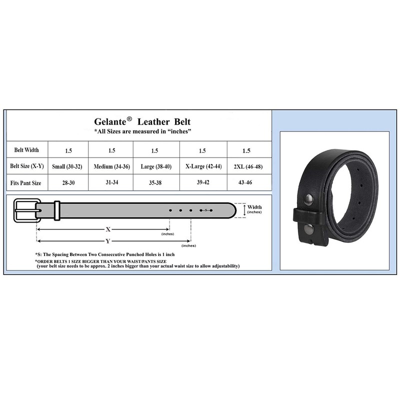 Gelante Genuine Full Grain Leather Belt Strap without Belt Buckle