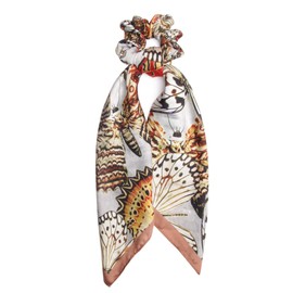 Banded Brown Orange Floral Scrunchie with Removable Bandana, 1 EA