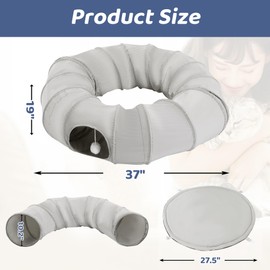 MABOZOO Cat Tunnel, Foldable Cat Donut Tunnel Cat Play Tunnel with Washable Cushion, Cute Cat Toys for Puppy Kitty Rabbit