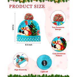 ramede 24 Pcs LED Christmas Hat and Christmas Socks Set, Light up Christmas Hat Xmas Beanie Hat Unisex LED Winter Snow Hat(Cute Style)