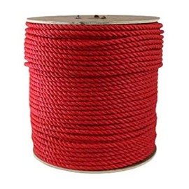 ATERET Twisted 3-Strand Red Polypropylene Rope Monofilament I 3/8" x 600 Feet I 3,780 lbs. Tensile Strength I Lightweight & Heavy-Duty Synthetic Cord for DIY Projects, Marine, Commercial Use