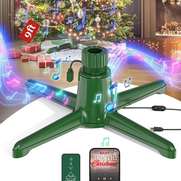 【Patent Pending】 Musical Rotating Christmas Tree Stand, UL Certified Up