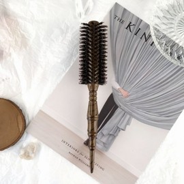 Pure Boar Bristle Natural Wood Round Hairbrush (Large) large