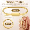 6Pcs Brass Gold Carabiner Oval Key Ring, Anti-Theft Screw Lock