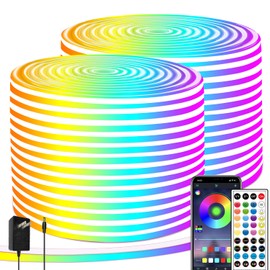 segrass 132FT Neon LED Rope Lights IP65 Waterproof LED Lights for Bedroom Flexible LED Light Strip with Remote/APP Control RGB Lighting Strip for Indoors Outdoors Bedroom Room Home Décor