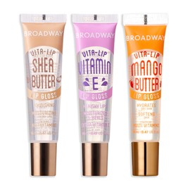 Broadway Vita-Lip Clear Lip Gloss 0.47oz/14ml (3PCS - Shea Butter & Vitamin E & Mango Butter)