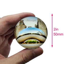 Illinois Chicago Millennium Park Fridge Magnet Sticker 3D Crystal Glass Refrigerator Magnets Chicago City Travel Collectible Souvenir Gifts Fridge Decoration