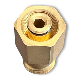 M&M Smartek High Pressure Washer Adaptor M22 x 1.5 Female to TR22 Male Thread Connection 1: M22 x 1.5 Female Thread Connection 2: TR22 Male Thread Material: Brass