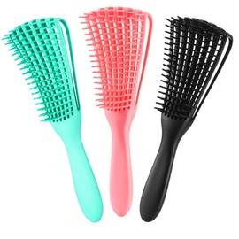 Peine de Pulpo de Plástico Paquete de 3 Cepillos para Desenredar Fácilmente el Cabello Rizado Cepillo Cepillo Desenredante para Desenredar el Cabellopeine de Masaje para el Pelo Rizado y Ondulado (Rosa, Verde y Negro)