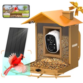 Osoeri Bird Feeder with Camera, Camera Bird Feeder for Outside, Solar-Powered, Smart AI Identify Birds, Auto Capture Video & Instant Arrival Alert, Ideal Gift for Family and Birdlover