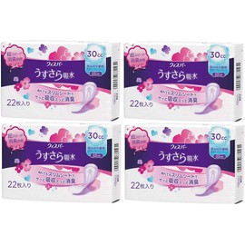 Whisper Thin Water Absorption for Women, Absorbent Care, 1.0 fl oz (30 cc), Safe for Small Doses, Daytime Napkins, Size of 22 Pieces, 8.7 inches (22 cm), For Small Amounts of Urinary Drainage x 4 Packs