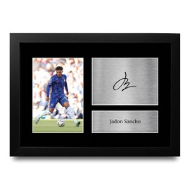 HWC Trading Jadon Sancho Chelsea Gifts Printed Signed Autograph Picture for Football Fans and Supporters - A4 Framed
