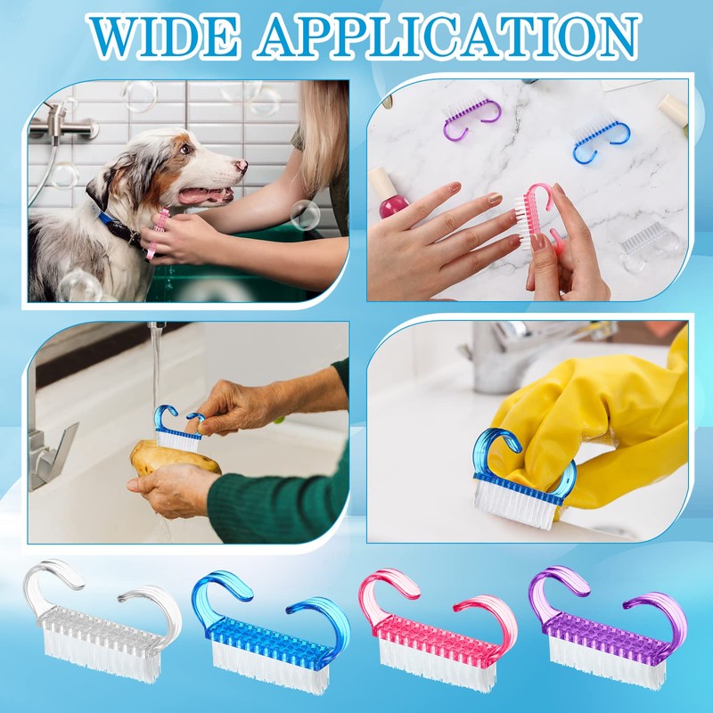 200 Pcs Handle Grip Nail Brush Fingernail Scrub Cleaning Cleaner