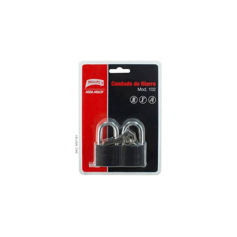 Phillips Assa Abloy 2 Candados De Hierro Phillips Modelo 102