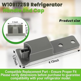W10917259 Refrigerator Door Handle End Cap 2-Pack, Compatible with Whirlpool Handle Endcap, Replaces W10653468 W10837358 W10864207 PS11770027 AP6037274