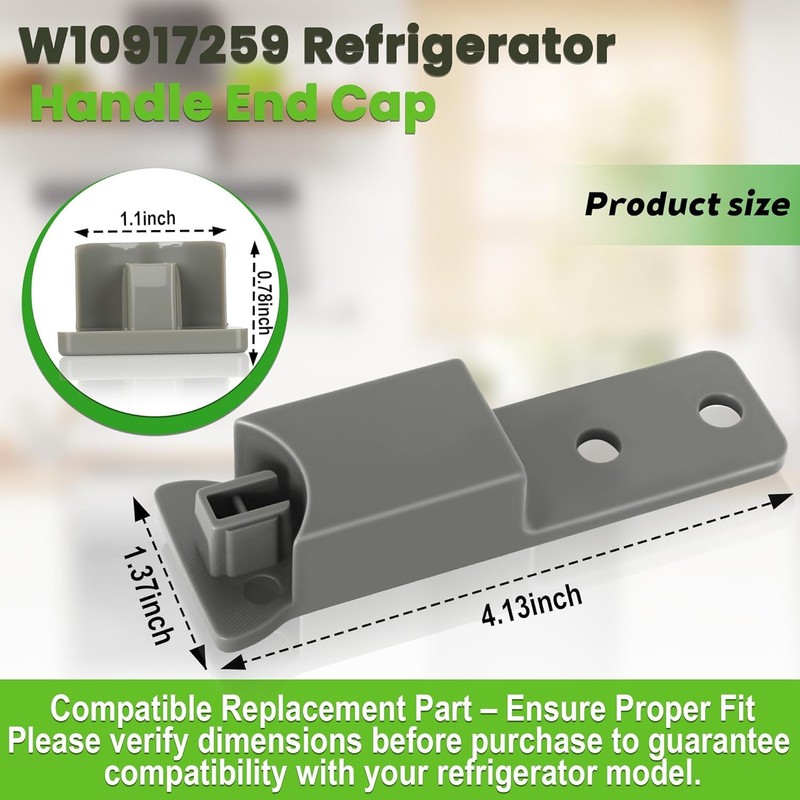 W10917259 Refrigerator Door Handle End Cap 2-Pack, Compatible with Whirlpool