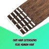 VINBAO Brown Human Hair Extensions for Women Tape in Real