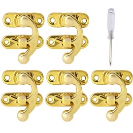 Biaungdo 5pcs Gold Vintage Style Swing Bag Clasp Closure Lock Latch for Furniture Wooden Box Jewelry Case Silver Tone with Mounting Screw & Screwdriver, 33 x 29 mm