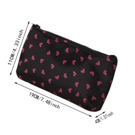 Kids Cute Black with Pink Hearts Pencil Case Cosmetic Make Up Toiletry Bag