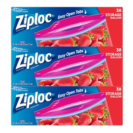 Ziploc Storage Bags, For Food, Sandwich, Organization and More, Smart Zipper Plus Seal, Gallon, 38 Count, Pack of 3 (114 Total Bags)