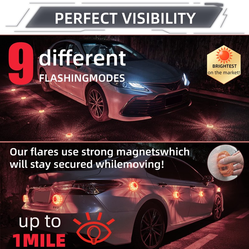 DK-WINER LED Road Flares roadside emergency car kit emergency road