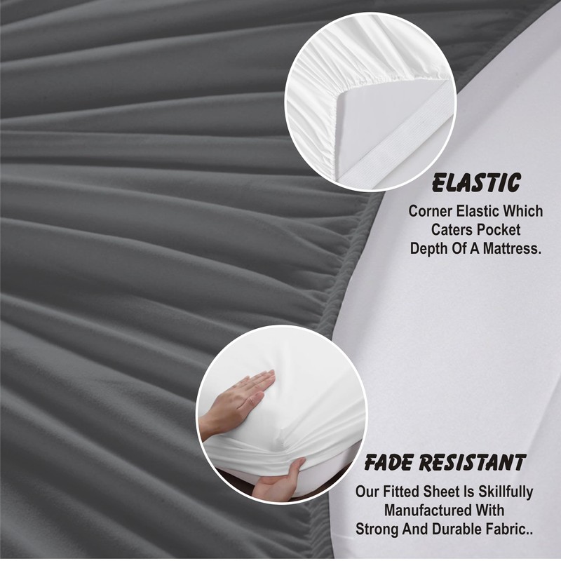 R&Z Plain Luxury Polycotton Fitted Sheet Single, Double, King, Super