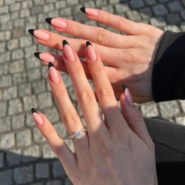 Pack of 24 Glue-On Fingernails, Extra Long False Nails for Sticking, Fake Nails Natural with Glue for Women