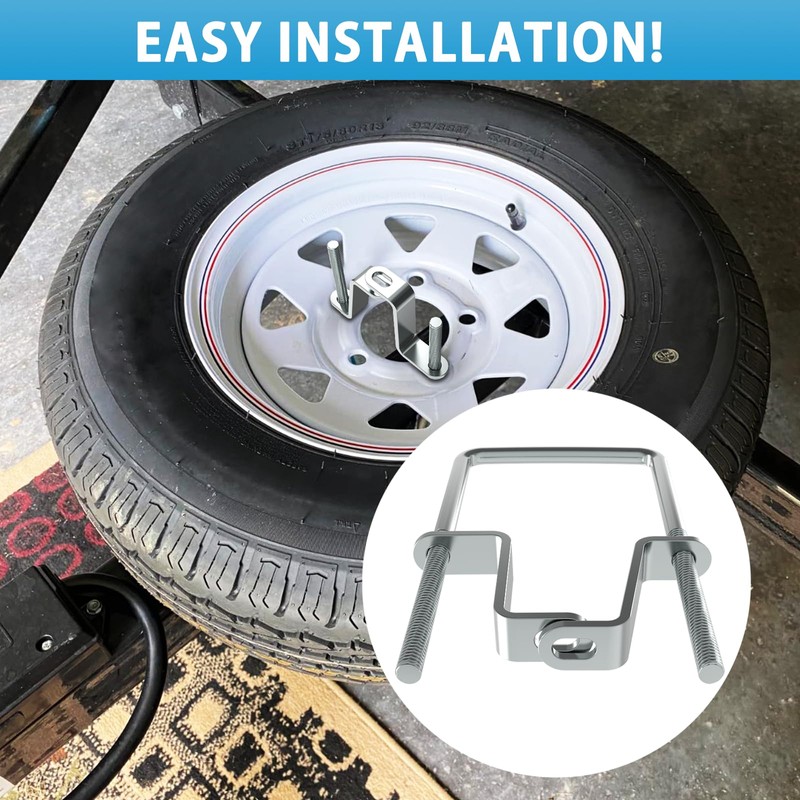 KOPKIO U-Bolt Style Tire Carrier, Trailer Spare Tire Mount Bracket,