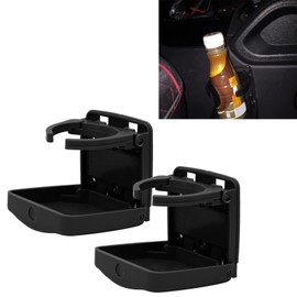 Adjustable Folding Drink Holder, 2Pcs Car Cup Holder with Screws and Tapes, Automotive Drink Cup Holder, Fit Most Size Mugs Bottle for Trucks, RVs, Vans, Boats, Campers, Caravans (Black) HF‑PA))
