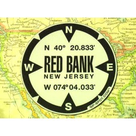 Red Bank, New Jersey GPS Sticker - Reflective Vinyl GPS Marker Decal