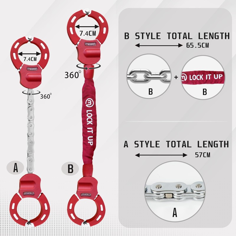 Mezelon Electric Scooter Lock, 8mm Chain Lock Bike Locks Heavy