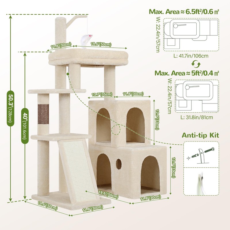 Globlazer F50 Cat Tower for Adult Indoor Cats, 50-inch Heavy