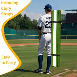 Thickened Baseball Hitting Mat 10ft x 5ft Home Plate Batters Box Turf Mat,0.4in Thick Waterproof Indoor/Outdoor Batting Cage Mat for Softball Pitching Mound, with Portable Carry Bag Green (Green)