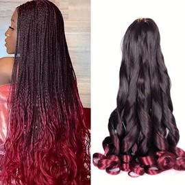 Locescsoc 24 Inch French Curls Braiding Hair 8 Packs Spanish Curly Braids Pre Stretched Loose Wave Soft French Curl Synthetic Braiding Hair Extensions for Women (1B/BUG, 24 Inch (Pack of 8))