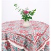 GURU SHOP Square Tablecloth, Handmade, Block Print Tablecloth - Red/Aqua,