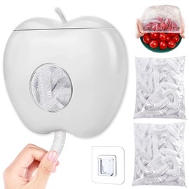 Cling Film Storage Box with 200 Pieces Cling Film and Organiser Set, Elastic Transparent Cling Film, Dispenser for Cling Film