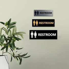 Signs ByLITA Basic - Señal de baño unisex, Gris claro, Large (3" x 9")