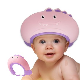 Baby Shower Cap Shield, Shower Cap for Kids, Visor Hat for Eye and Ear Protection for 0-9 Years Old Children,Cute Monsters shape Makes the Baby Bath More Fun (Pink)